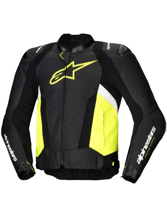 Alpinestars Missile V3 Airflow Leather Motorcycle Jacket - Black/Fluo Yellow/White 3100225158 - 1