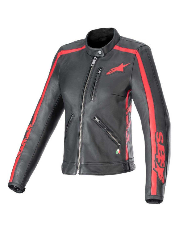 Alpinestars Stella Dyno Leder-Motorradjacke – Schwarz/Rot haute 31139241346 - 1