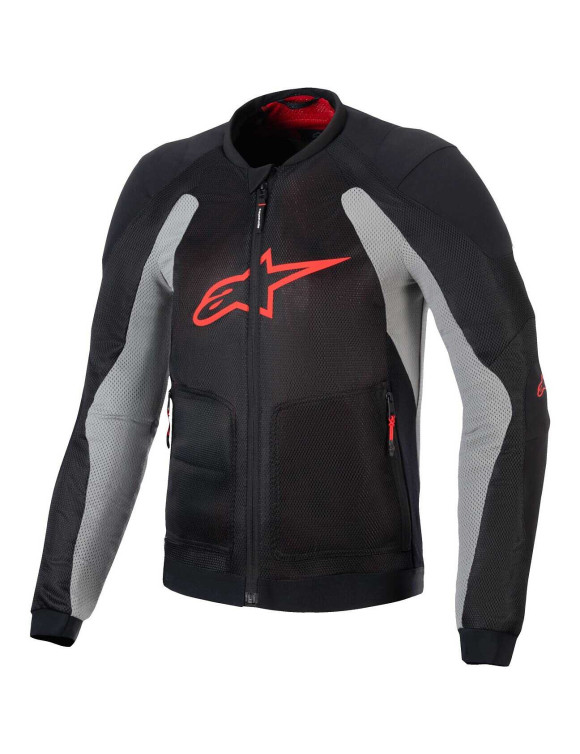 Alpinestars Troop-Air Motorcycle Jacket - Black/Ash Grey/Bright Red 33012251087 - 1