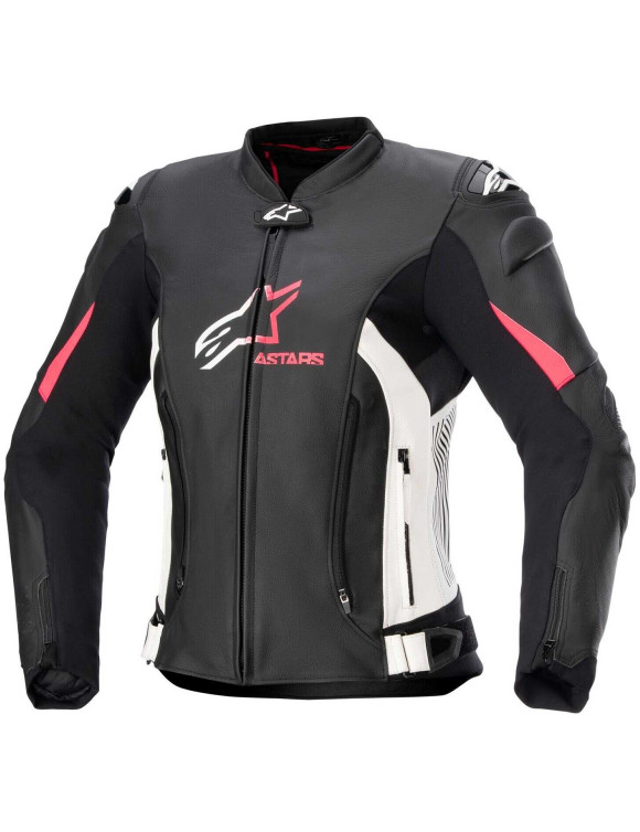 Veste de moto en cuir pour femme Alpinestars Stella GP Plus V4 - Noir/Blanc/Rose diva 31105241832 - 1