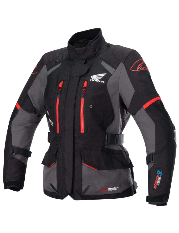 Chaqueta de moto Alpinestars Stella Honda Andes V3 Drystar® para mujer - Negro/gris alquitrán/Rojo brillante - 1