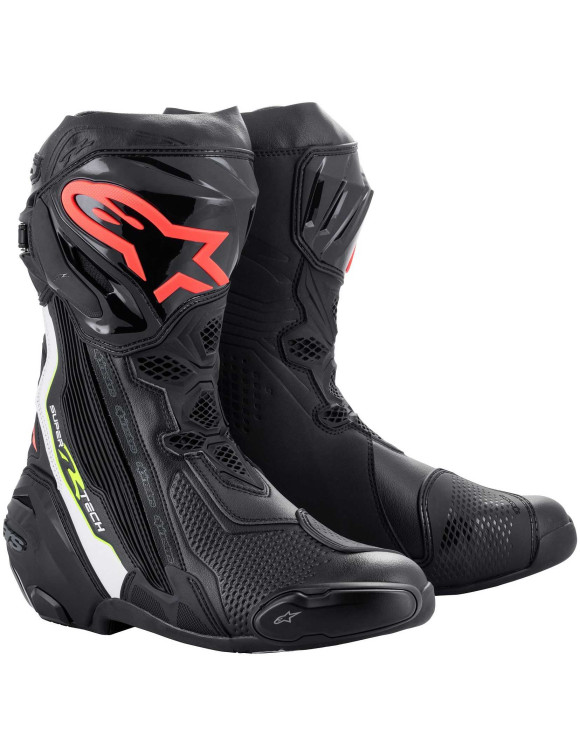 Alpinestars Supertech R Motorcycle Boots - Black/White/Red Influenza/Yellow Influence 22200211236 - 1 Alpinestars Supertech R Motorcycle Boots - Black/White/Red Influenza/Yellow Influence 22200211236 - 1