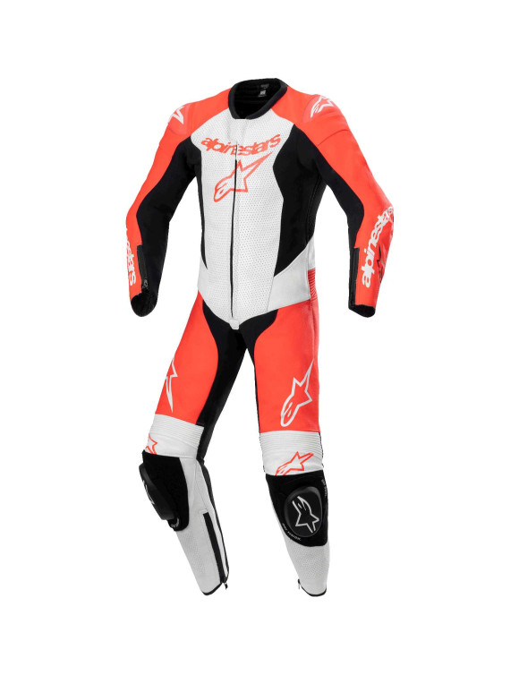 Mono de moto de cuero Alpinestars GP Plus V2 para niño - 1 pieza - Rojo fluo/Blanco/Negro 31406243022 - 1