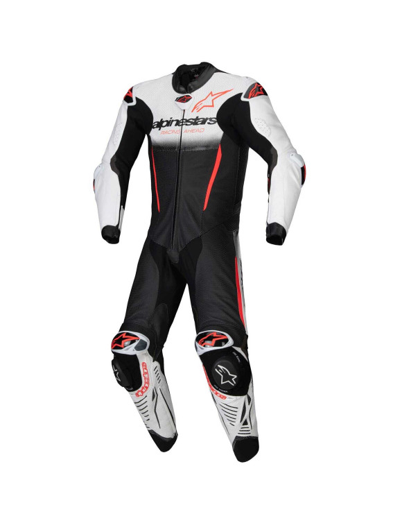 Combinaison moto en cuir Alpinestars GP - R7 - 1 pièce - Blanc/Noir/Rouge Fluo 3150125233 - 1
