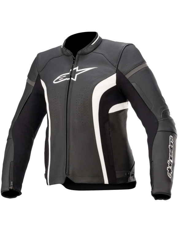 Chaqueta de moto de cuero Alpinestars Stella Kira V2 para mujer - Negro/Blanco 311202112 - 1