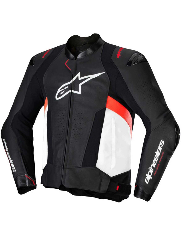 Veste de moto en cuir Alpinestars Missile V3 - Noir/Blanc/Rouge Fluo 31001251231 - 1