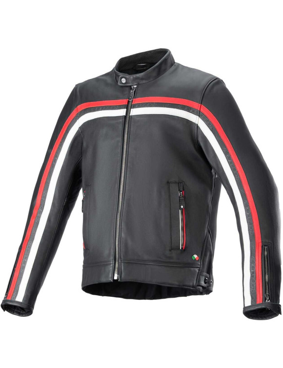 Giacca Moto Alpinestars In Pelle Dyno - Nero/Rosso rubino/Ecru 31039241316 - 1