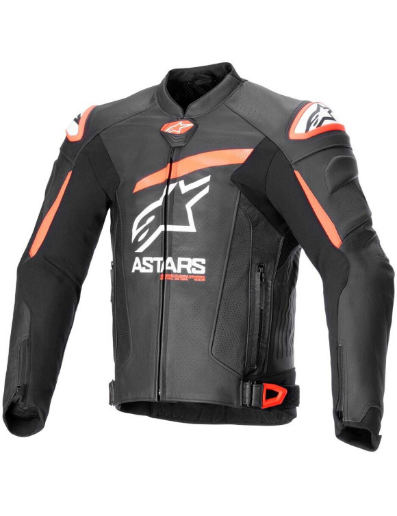 Giacca Moto Alpinestars In Pelle Airflow GP Plus R V4 - Nero/Rosso fluo/Bianco 31006241321 - 1