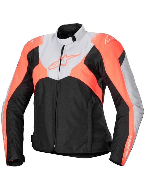 Chaqueta de moto impermeable Alpinestars Stella T - Jaws V4 - Negro/Hielo/Gris/Coral Fluo 3210125 - 1