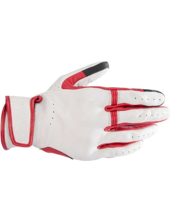 Gants de moto en cuir Alpinestars Dyno - Rouge rubis/écru 35096248005 - 1