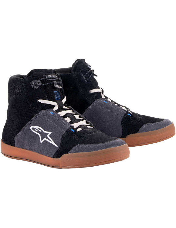 Chaussures de moto Alpinestars Chrome - Noir/Asphalte/Caoutchouc/Bleu 25123221172 - 1