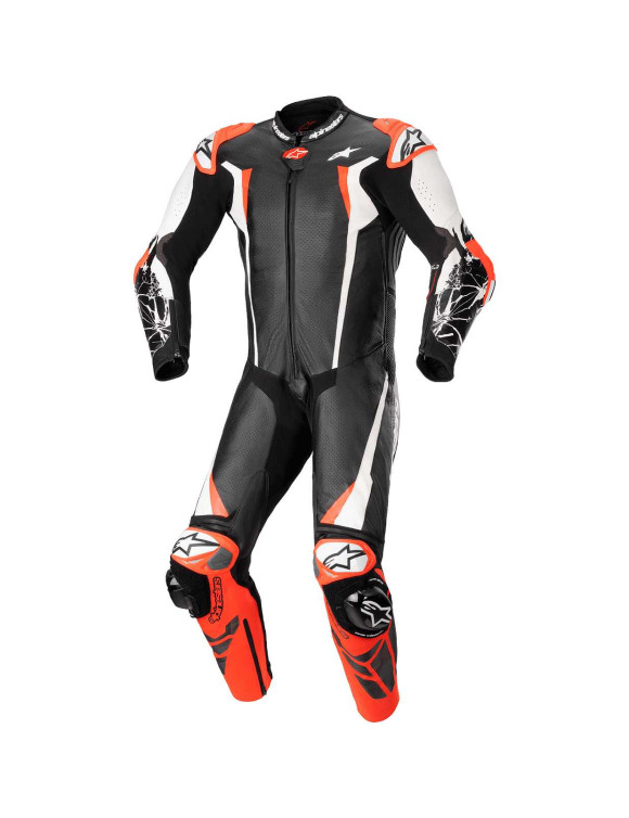 Alpinestars Absolute V2 Racing Leder-Motorradanzug – 1 Stück – Schwarz/Weiß/Fluorot 31563231231 - 1