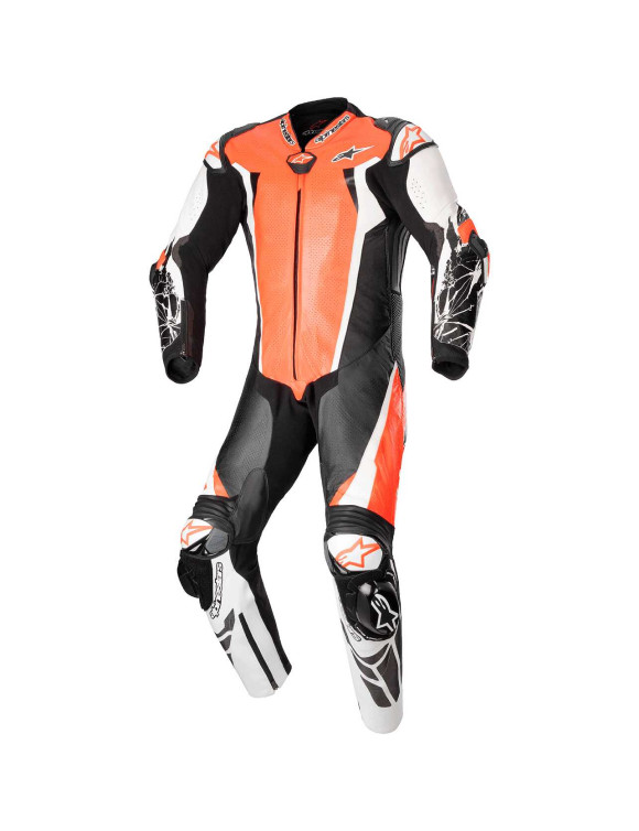Alpinestars Absolute V2 Racing Leather Motorcycle Suit - 1 Piece - Fluo Red/White/Black 31563233022 - 1 Alpinestars Absolute V2 Racing Leather Motorcycle Suit - 1 Piece - Fluo Red/White/Black 31563233022 - 1