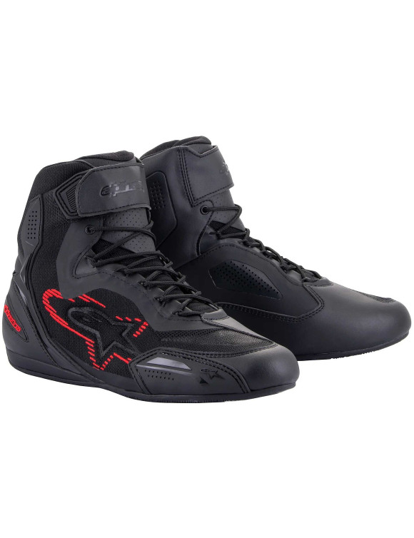 Scarpe Moto Alpinestars Faster-3 Rideknit - Nero/Grigio scuro/Rosso brillante 25103191993 - 1