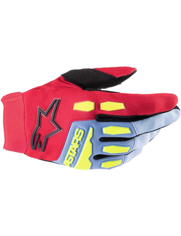 Alpinestars Full Bore Motorcycle Gloves for Boys - Light Blue/Berry Red/Black 35436227067 - 1 Alpinestars Full Bore Motorcycle Gloves for Boys - Light Blue/Berry Red/Black 35436227067 - 1