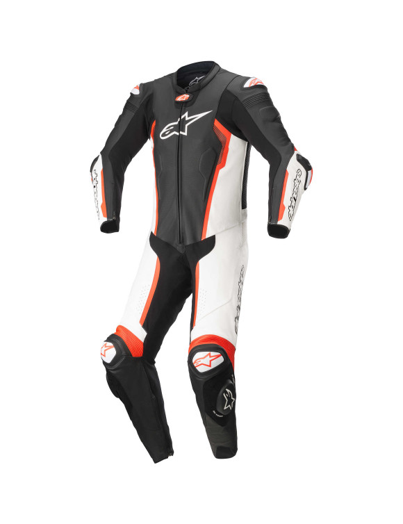 Alpinestars Missile V2 Leather Motorcycle Suit - 1 Piece - Black/White/Fluo Red 31501221231 - 1