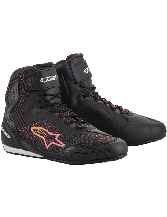Alpinestars Stella Faster-3 Rideknit® Damen-Motorradschuhe – Schwarz/Gelb/Pink 25105201439 - 1