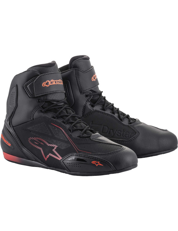 Zapatos de moto Alpinestars Faster-3 Drystar - Negro/Rojo fluo 25407191030 - 1