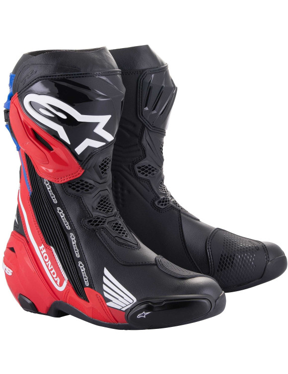 Botas de moto Alpinestars Honda Supertech R - Negro / Rojo brillante / Azul 22204231317 - 1