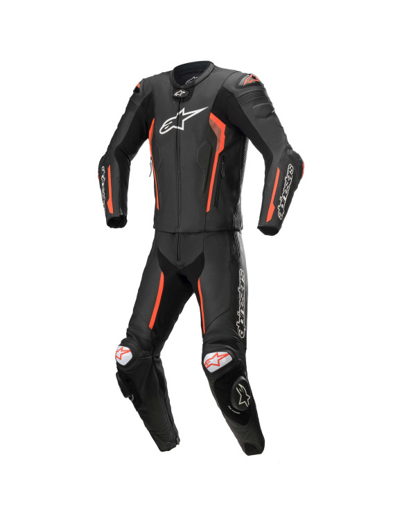 Combinaison moto en cuir Alpinestars Missile V2 - 2 pièces - Noir/Rouge Fluo 31601221030 - 1