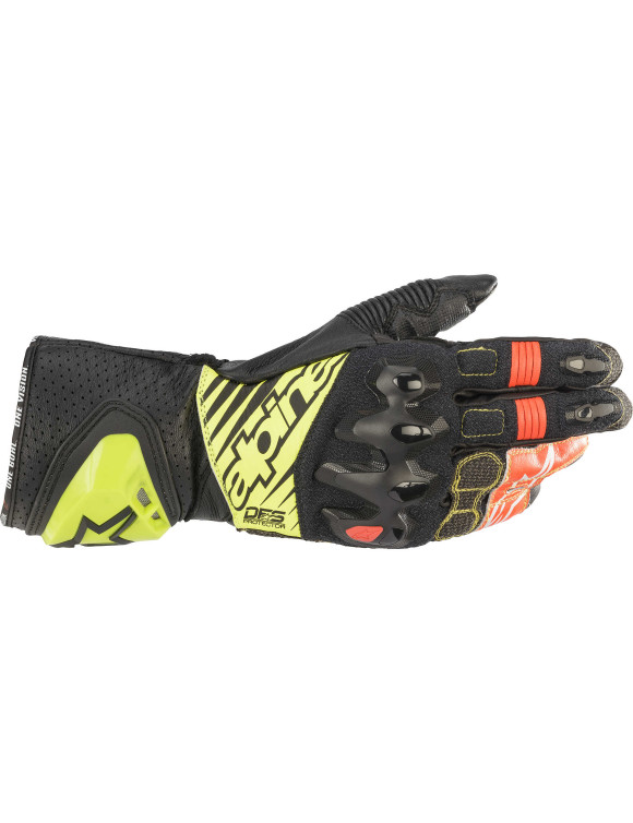 Gants de moto Alpinestars GP Tech V2 - Noir/Jaune influence/Blanc/Rouge influence 35566221503 - 1