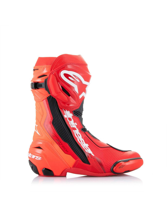 Bottes de moto Alpinestars Supertech R - Rouge vif/Rouge fluo 22200213029 - 2
