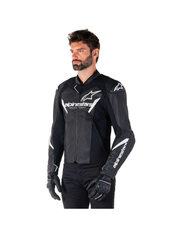 Veste de moto en cuir Alpinestars Faster V3 - Noir/Blanc 310352512 - 4 Veste de moto en cuir Alpinestars Faster V3 - Noir/Blanc 310352512 - 4