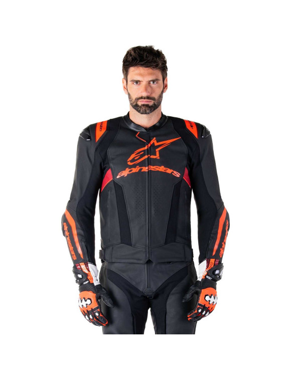 Alpinestars Missile V3 Ignition Leather Motorcycle Jacket - Black/Fluo Red/Dark Red 31003251365 - 3