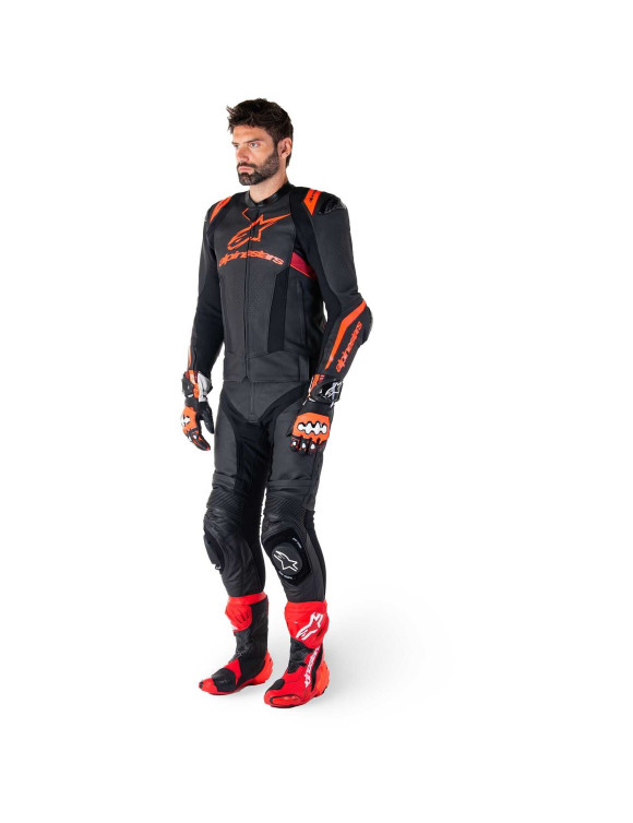 Alpinestars Missile V3 Ignition Leather Motorcycle Jacket - Black/Fluo Red/Dark Red 31003251365 - 8