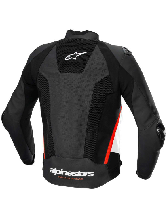 Giacca Moto Alpinestars In Pelle Missile V3 Airflow - Nero/Bianco/Rosso fluo 31002251231 - 2