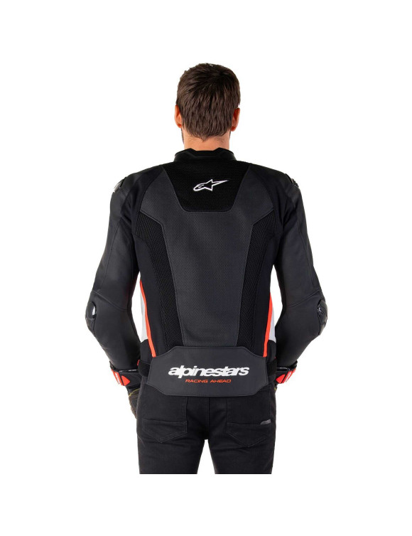 Giacca Moto Alpinestars In Pelle Missile V3 Airflow - Nero/Bianco/Rosso fluo 31002251231 - 5