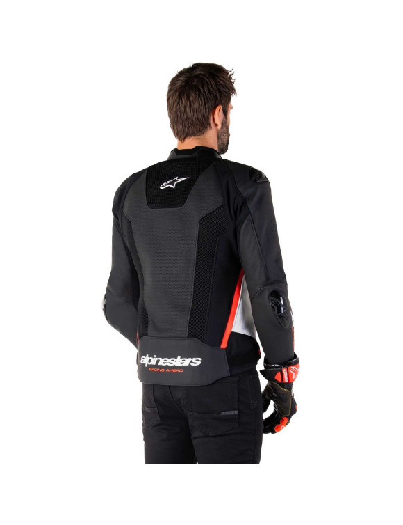 Giacca Moto Alpinestars In Pelle Missile V3 Airflow - Nero/Bianco/Rosso fluo 31002251231 - 6