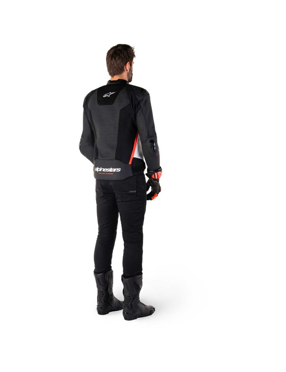 Giacca Moto Alpinestars In Pelle Missile V3 Airflow - Nero/Bianco/Rosso fluo 31002251231 - 10