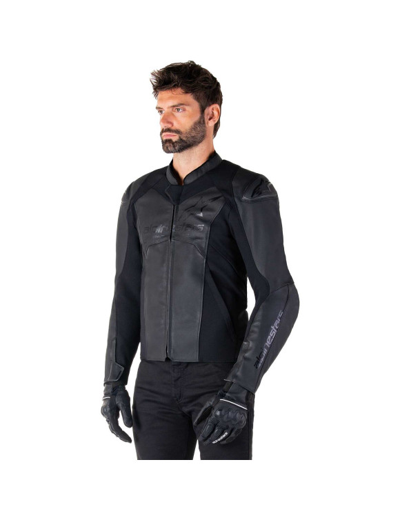 Alpinestars Faster V3 Leather Motorcycle Jacket - Black/Black 31035251100 - 4 Alpinestars Faster V3 Leather Motorcycle Jacket - Black/Black 31035251100 - 4