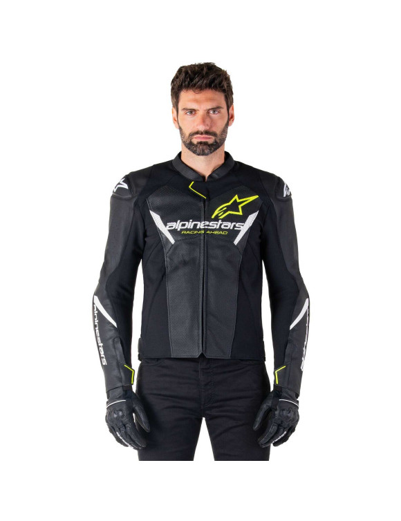 Chaqueta de moto de cuero Alpinestars Faster V3 Airflow - Negro/Blanco/Amarillo fluo 3103625125 - 3 Chaqueta de moto de cuero Alpinestars Faster V3 Airflow - Negro/Blanco/Amarillo fluo 3103625125 - 3