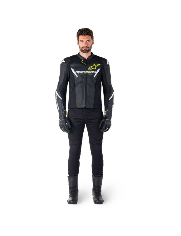 Giacca Moto Alpinestars In Pelle Faster V3 Airflow - Nero/Bianco/Giallo fluo 3103625125 - 7 Giacca Moto Alpinestars In Pelle Faster V3 Airflow - Nero/Bianco/Giallo fluo 3103625125 - 7