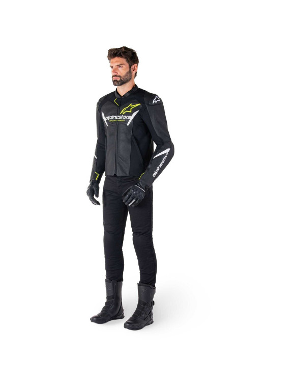Chaqueta de moto de cuero Alpinestars Faster V3 Airflow - Negro/Blanco/Amarillo fluo 3103625125 - 8 Chaqueta de moto de cuero Alpinestars Faster V3 Airflow - Negro/Blanco/Amarillo fluo 3103625125 - 8