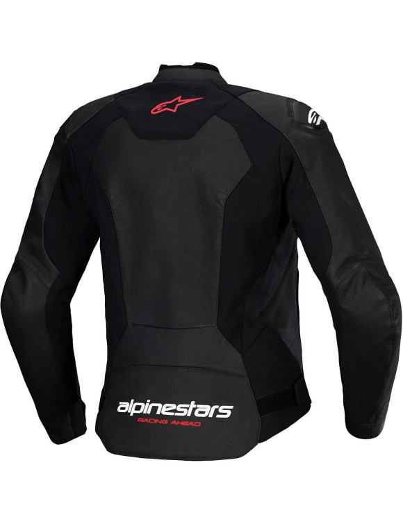Veste de moto en cuir pour femme Alpinestars Stella Faster V3 - Noir/Blanc/Corail Fluo 31136251781 - 2