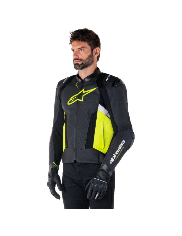 Alpinestars Missile V3 Airflow Leather Motorcycle Jacket - Black/Fluo Yellow/White 3100225158 - 4