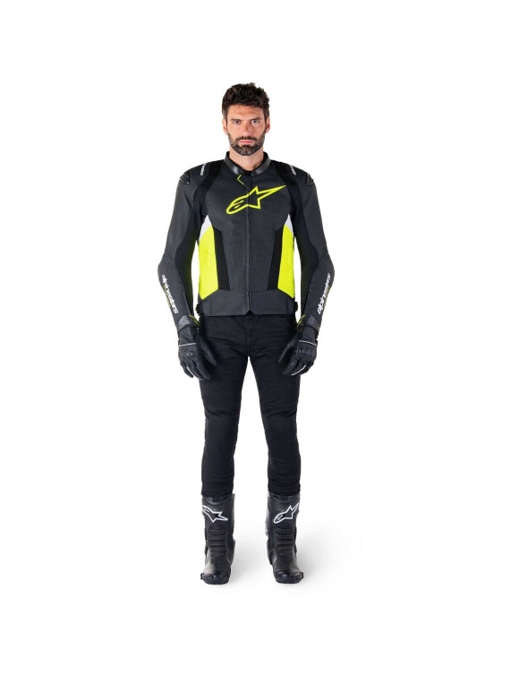 Alpinestars Missile V3 Airflow Leather Motorcycle Jacket - Black/Fluo Yellow/White 3100225158 - 7