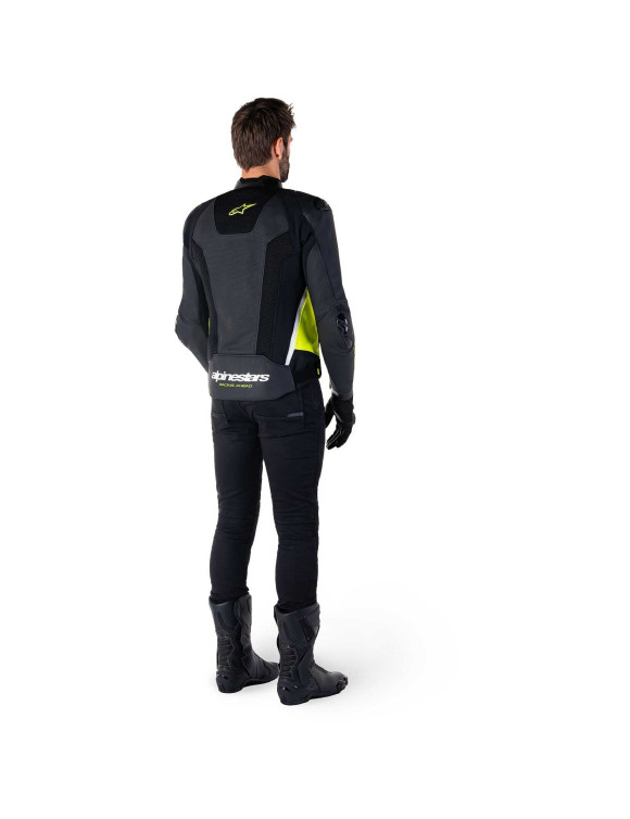 Alpinestars Missile V3 Airflow Leather Motorcycle Jacket - Black/Fluo Yellow/White 3100225158 - 10
