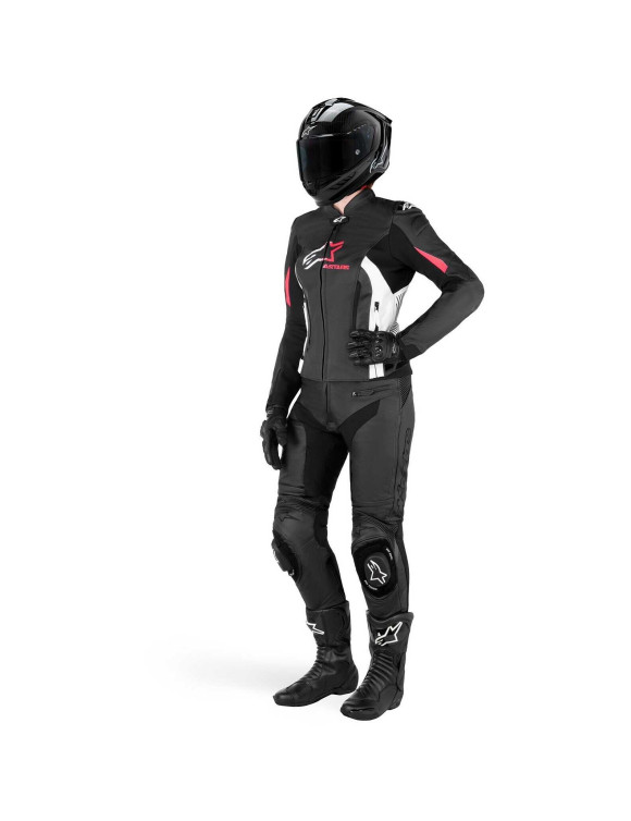 Veste de moto en cuir pour femme Alpinestars Stella GP Plus V4 - Noir/Blanc/Rose diva 31105241832 - 4