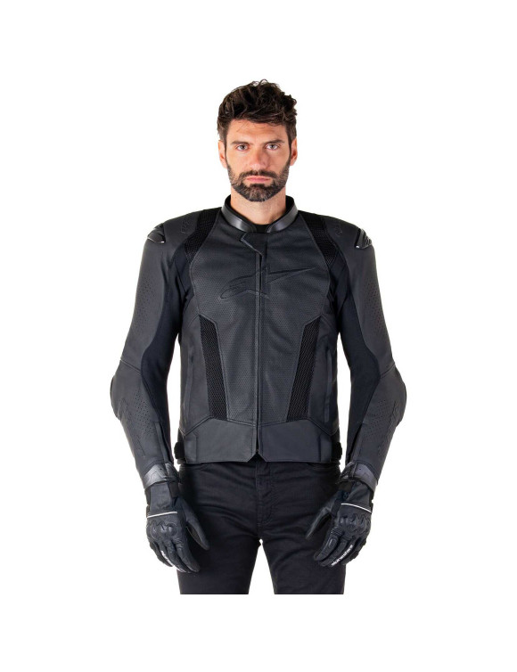 Alpinestars Missile V3 Airflow Leather Motorcycle Jacket - Black/Black 31002251100 - 3