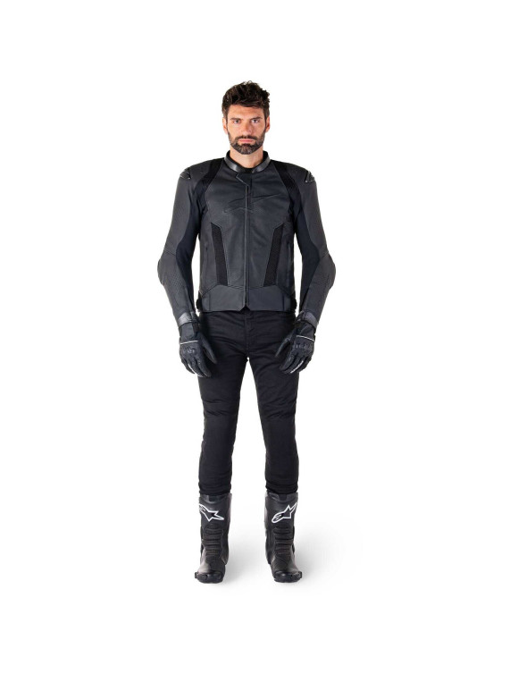 Alpinestars Missile V3 Airflow Leather Motorcycle Jacket - Black/Black 31002251100 - 4