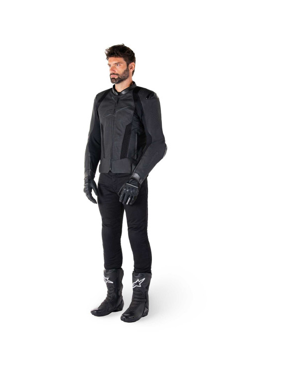 Alpinestars Missile V3 Airflow Leather Motorcycle Jacket - Black/Black 31002251100 - 6