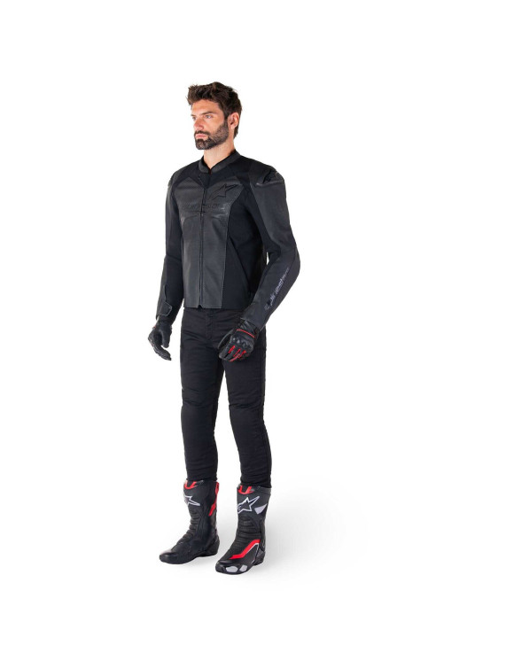 Veste de moto en cuir Alpinestars Faster V3 Airflow - Noir/Noir 31036251100 - 8 Veste de moto en cuir Alpinestars Faster V3 Airflow - Noir/Noir 31036251100 - 8