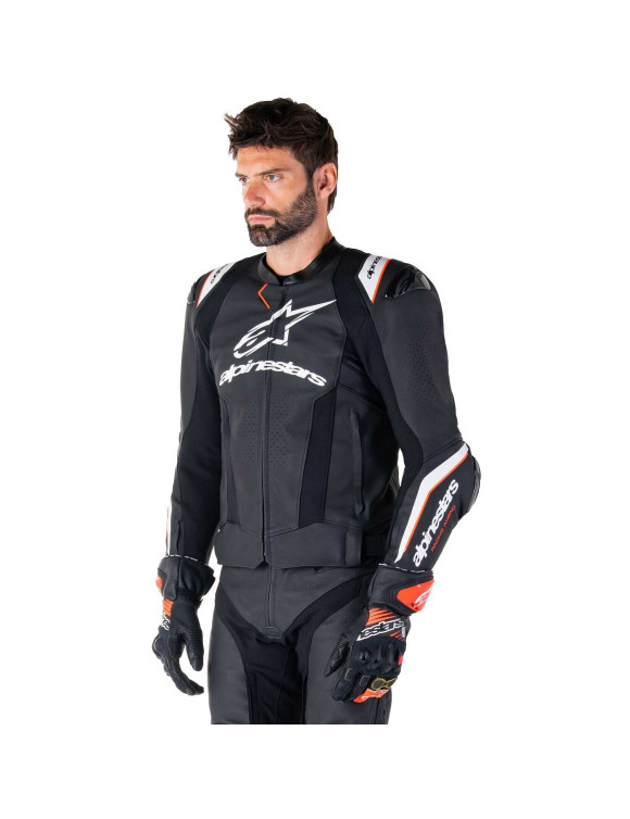 Veste de moto en cuir Alpinestars Missile V3 Ignition - Noir/Blanc 310032512 - 6 Veste de moto en cuir Alpinestars Missile V3 Ignition - Noir/Blanc 310032512 - 6