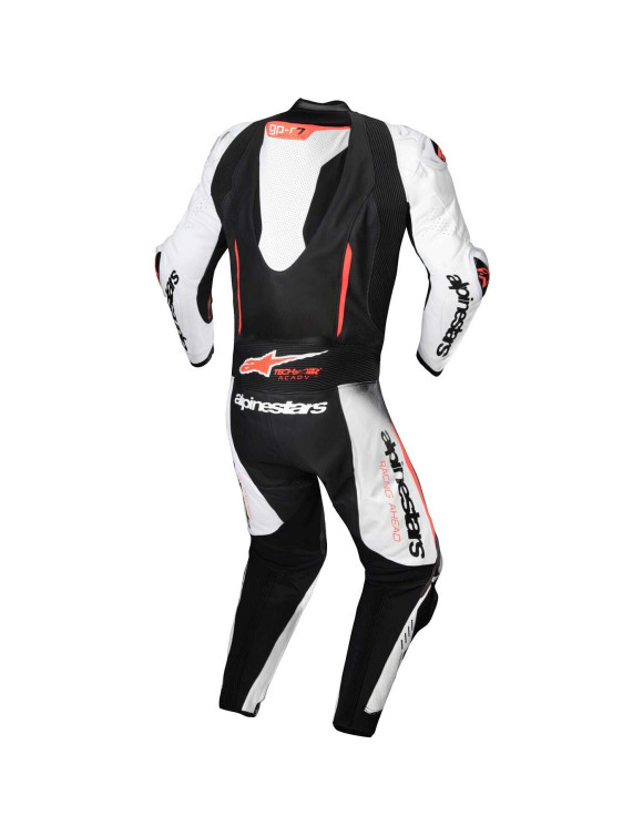 Combinaison moto en cuir Alpinestars GP - R7 - 1 pièce - Blanc/Noir/Rouge Fluo 3150125233 - 2