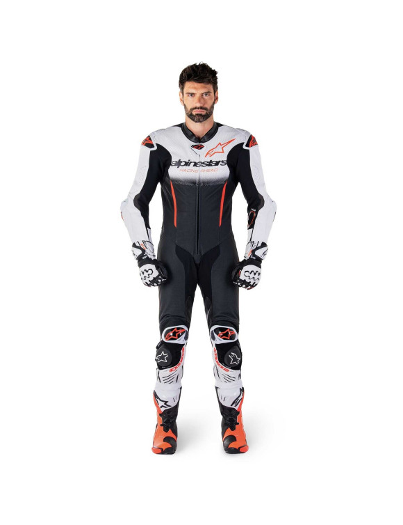 Combinaison moto en cuir Alpinestars GP - R7 - 1 pièce - Blanc/Noir/Rouge Fluo 3150125233 - 3