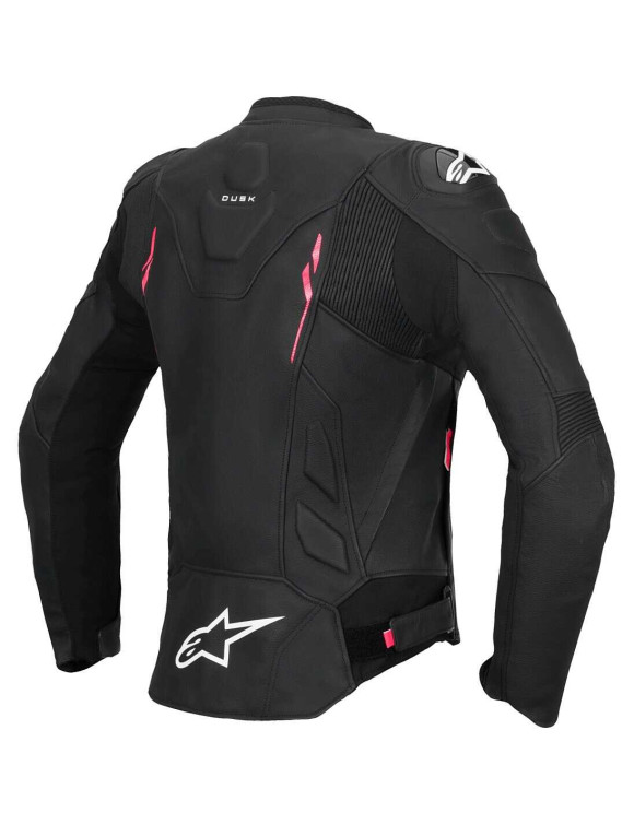 Veste de moto en cuir pour femme Alpinestars Stella Dusk - Noir/Rose Diva/Blanc 31102251836 - 2